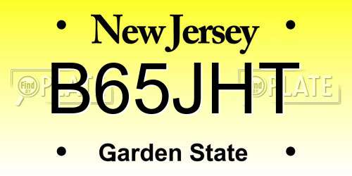 B65JHT New Jersey License Plate