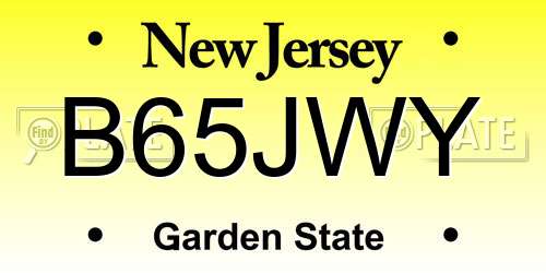 B65JWY New Jersey License Plate