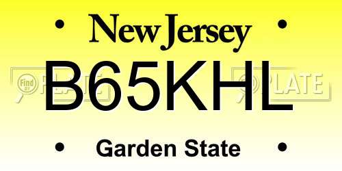 B65KHL New Jersey License Plate