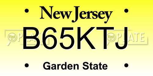 B65KTJ New Jersey License Plate