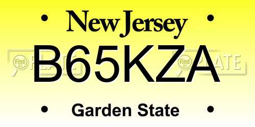 B65KZA New Jersey License Plate