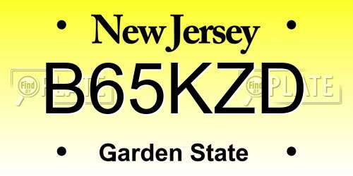 B65KZD New Jersey License Plate