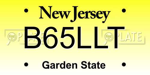 B65LLT New Jersey License Plate