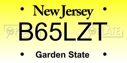 B65LZT New Jersey License Plate