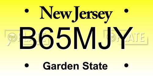 B65MJY New Jersey License Plate