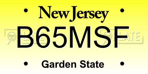 B65MSF New Jersey License Plate