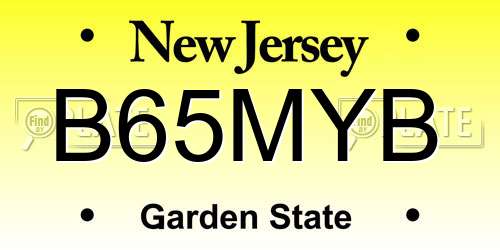 B65MYB New Jersey License Plate