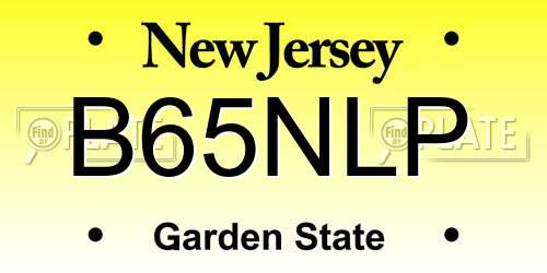 B65NLP New Jersey License Plate