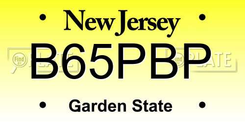 B65PBP New Jersey License Plate