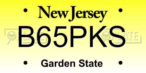 B65PKS New Jersey License Plate
