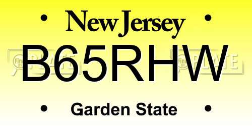 B65RHW New Jersey License Plate