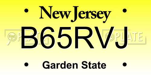 B65RVJ New Jersey License Plate