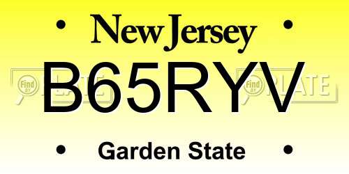 B65RYV New Jersey License Plate