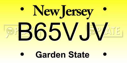 B65VJV New Jersey License Plate