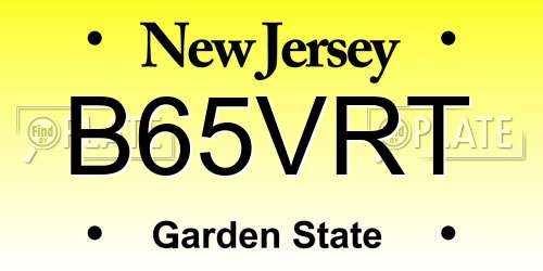 B65VRT New Jersey License Plate