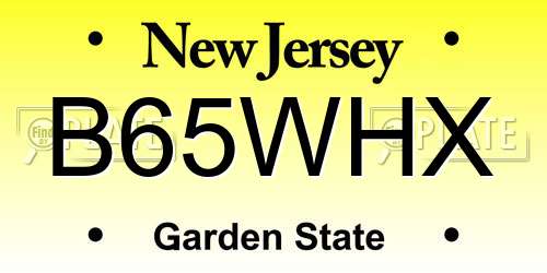 B65WHX New Jersey License Plate