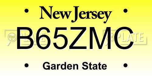 B65ZMC New Jersey License Plate