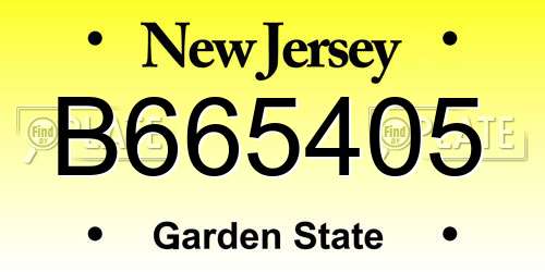 B665405 New Jersey License Plate
