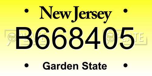 B668405 New Jersey License Plate