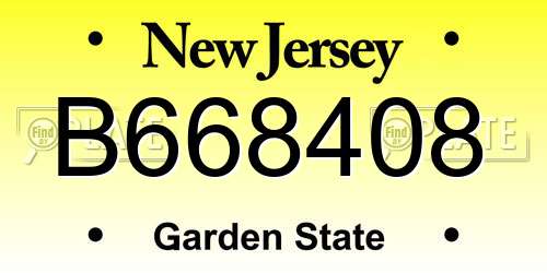 B668408 New Jersey License Plate