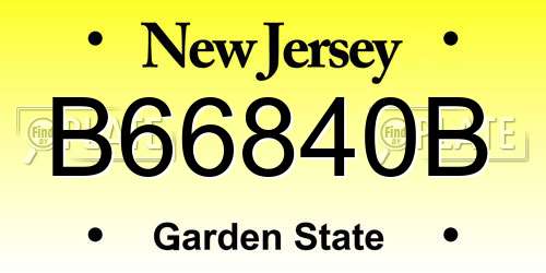 B66840B New Jersey License Plate