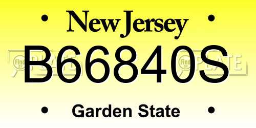 B66840S New Jersey License Plate