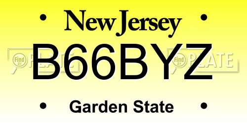 B66BYZ New Jersey License Plate
