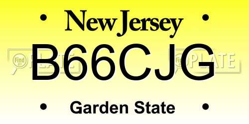 B66CJG New Jersey License Plate