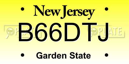 B66DTJ New Jersey License Plate
