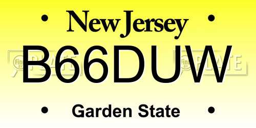 B66DUW New Jersey License Plate