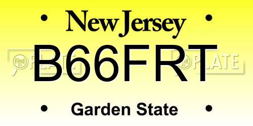 B66FRT New Jersey License Plate