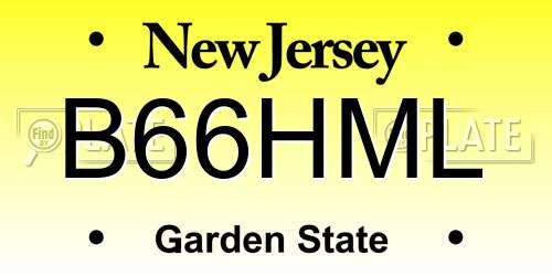 B66HML New Jersey License Plate