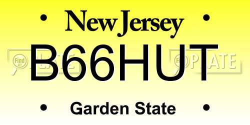 B66HUT New Jersey License Plate