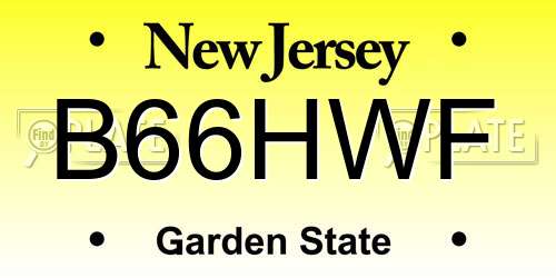 B66HWF New Jersey License Plate