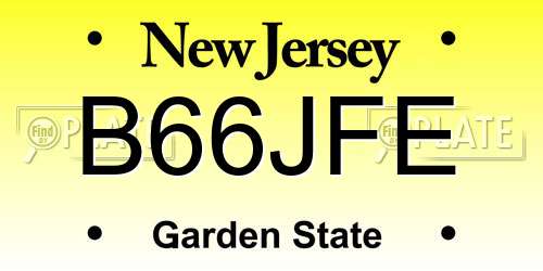 B66JFE New Jersey License Plate