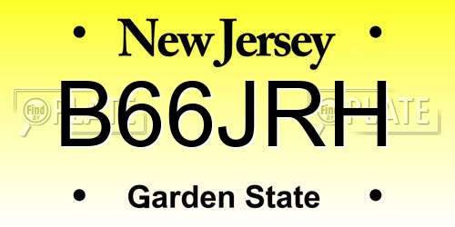 B66JRH New Jersey License Plate