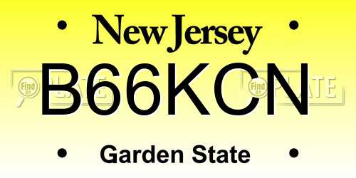 B66KCN New Jersey License Plate