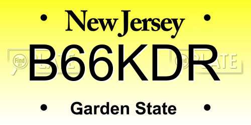 B66KDR New Jersey License Plate