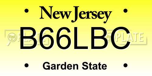 B66LBC New Jersey License Plate