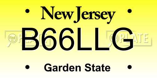 B66LLG New Jersey License Plate