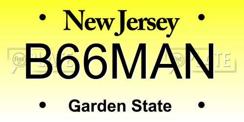B66MAN New Jersey License Plate