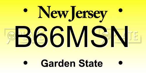 B66MSN New Jersey License Plate