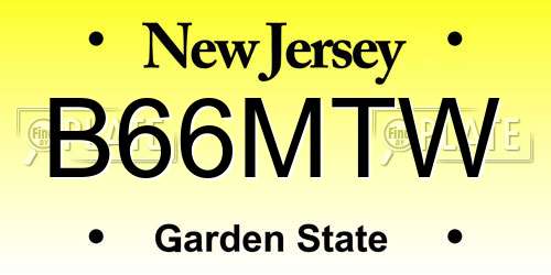 B66MTW New Jersey License Plate