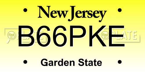 B66PKE New Jersey License Plate