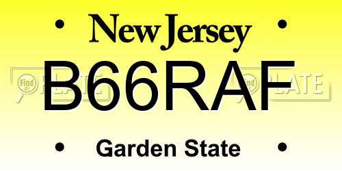 B66RAF New Jersey License Plate