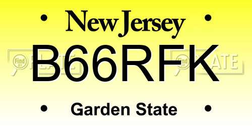 B66RFK New Jersey License Plate