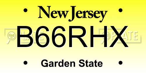 B66RHX New Jersey License Plate