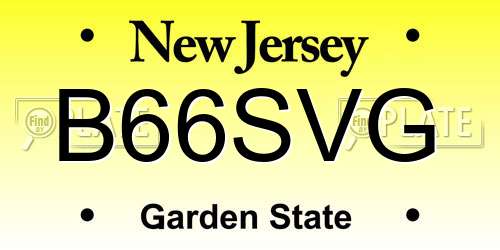 B66SVG New Jersey License Plate