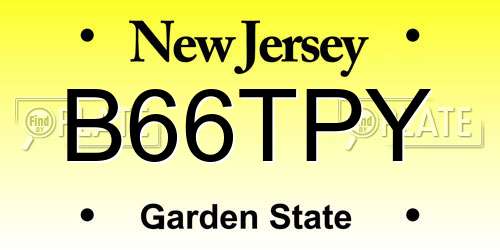 B66TPY New Jersey License Plate