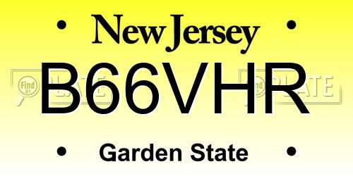 B66VHR New Jersey License Plate